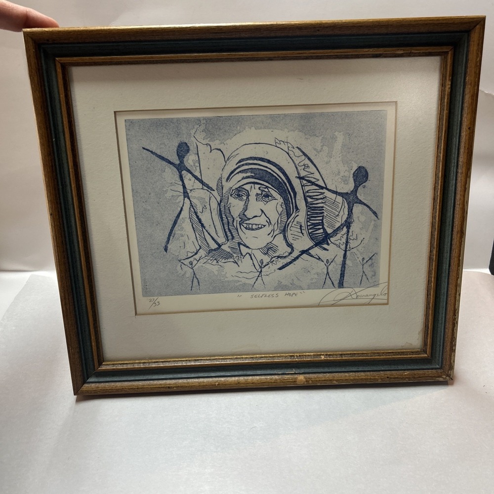 Blessed - Mother‎ Teresa - Calcutta - Donnangelo - Litho - Saint Matted Framed